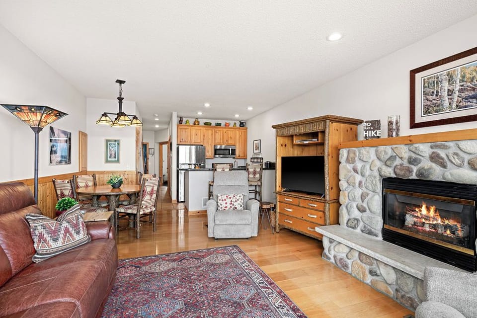 Gas fireplace -photo shop edited fire.  Smart TV  -   Games in drawers.  