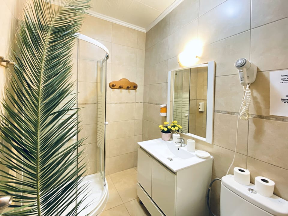 Basic Quadruple Room | Bathroom | Shower, hair dryer, towels, soap