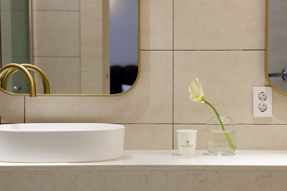 Luxury Studio Suite, Multiple Beds, Non Smoking, Private Bathroom | Bathroom | Separate tub and shower, free toiletries, hair dryer, bidet