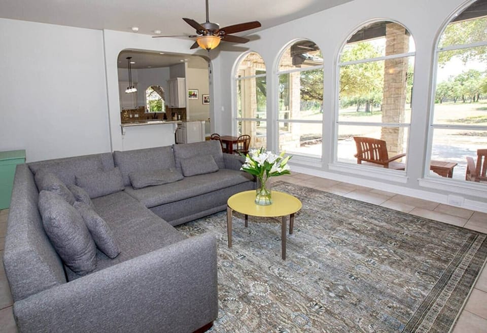 Family room which opens to the kitchen and large back porch with a beautiful view.