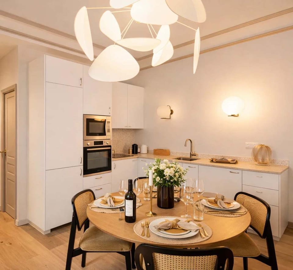 Stylish Paris Kitchen with Dining Space
