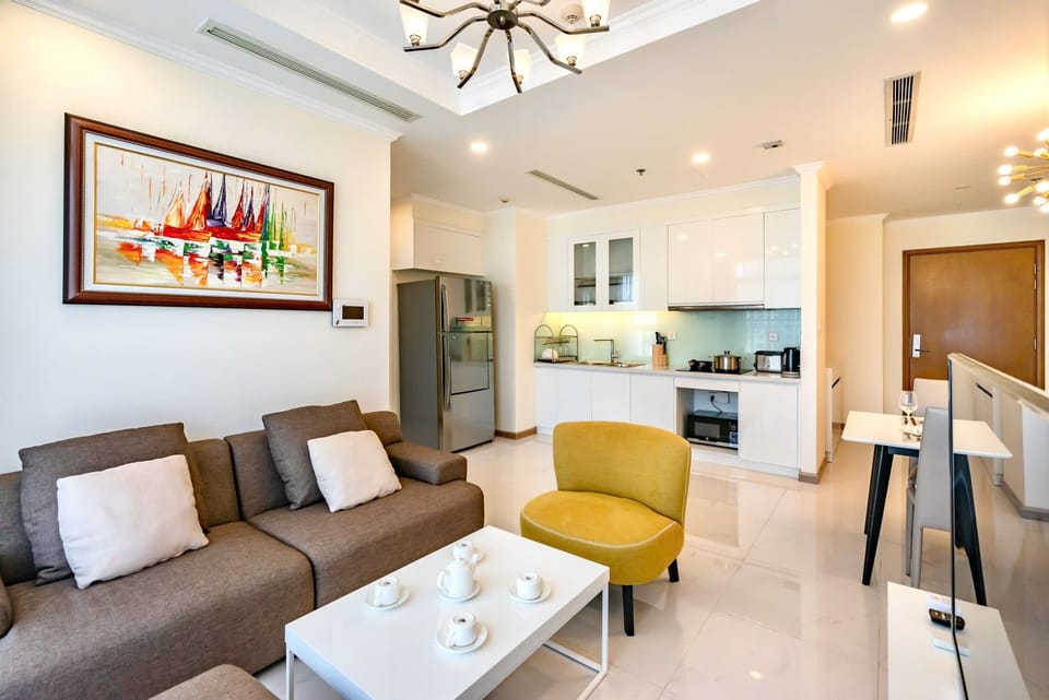 Standard Apartment, Balcony, City View | Living area | 50-inch Smart TV with digital channels