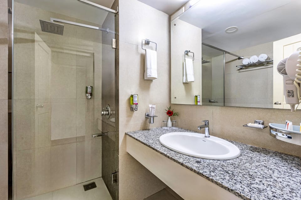 Premier Room, City View | Bathroom | Hair dryer, towels, soap, shampoo