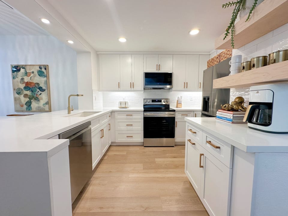 Bright kitchen with clean modern finishes.
