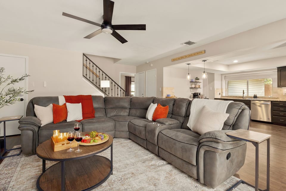 The reclining sectional gives everyone room to gather comfortably.