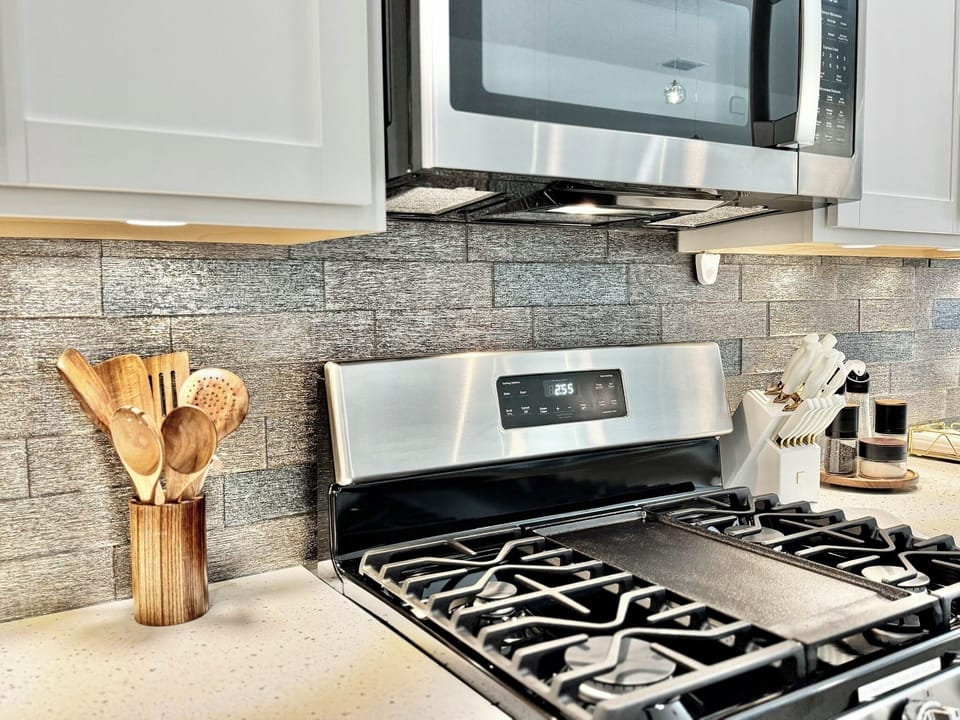 Gas Stove w/ Gorgeous Cutlery and Cooking Essentials
