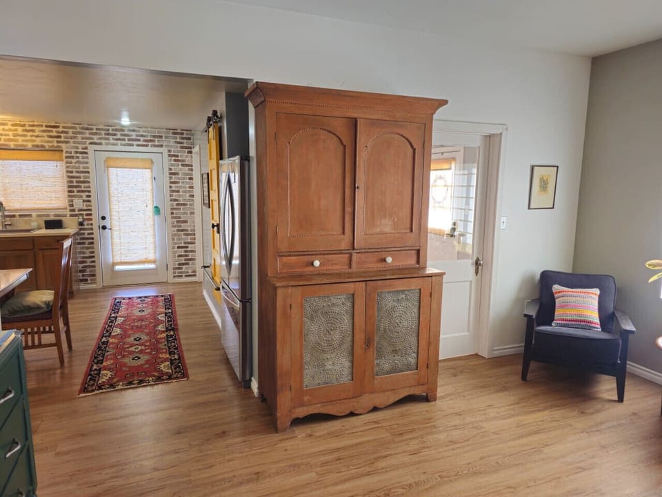 View from the living room into the kitchen.