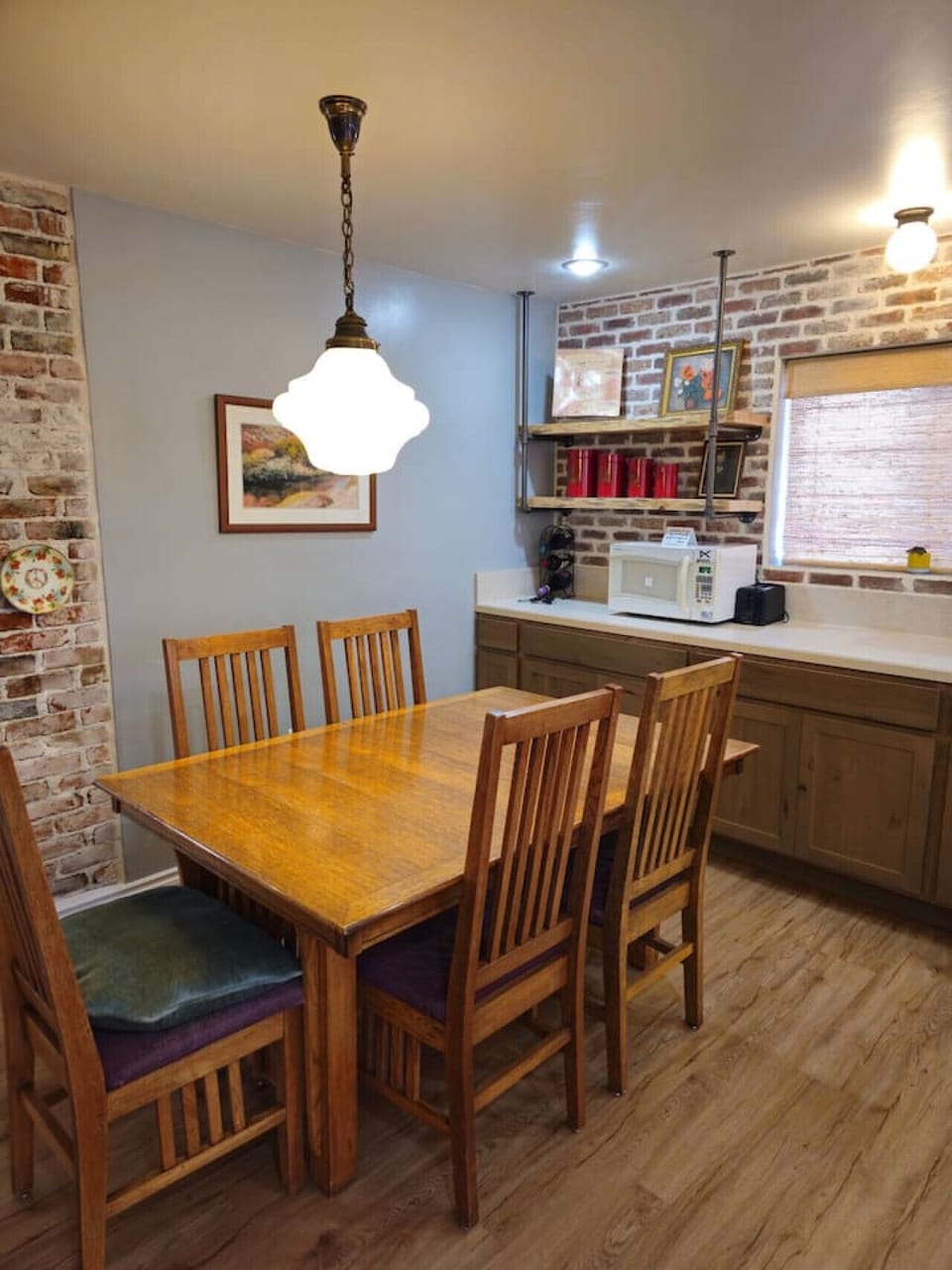 Dining table for 6 in this large kitchen