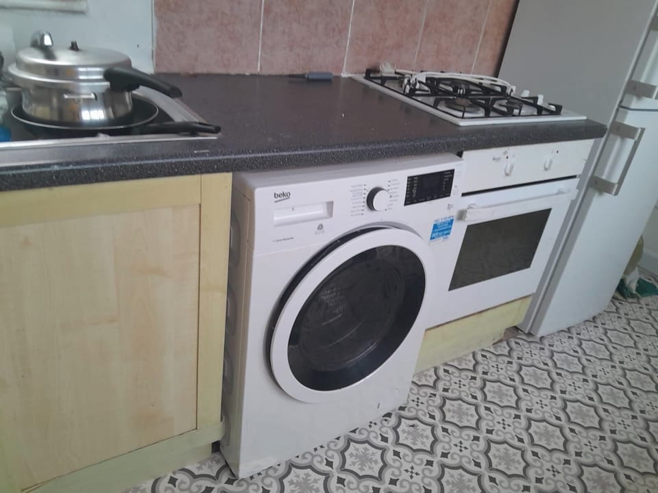 Fridge, microwave, oven, electric kettle