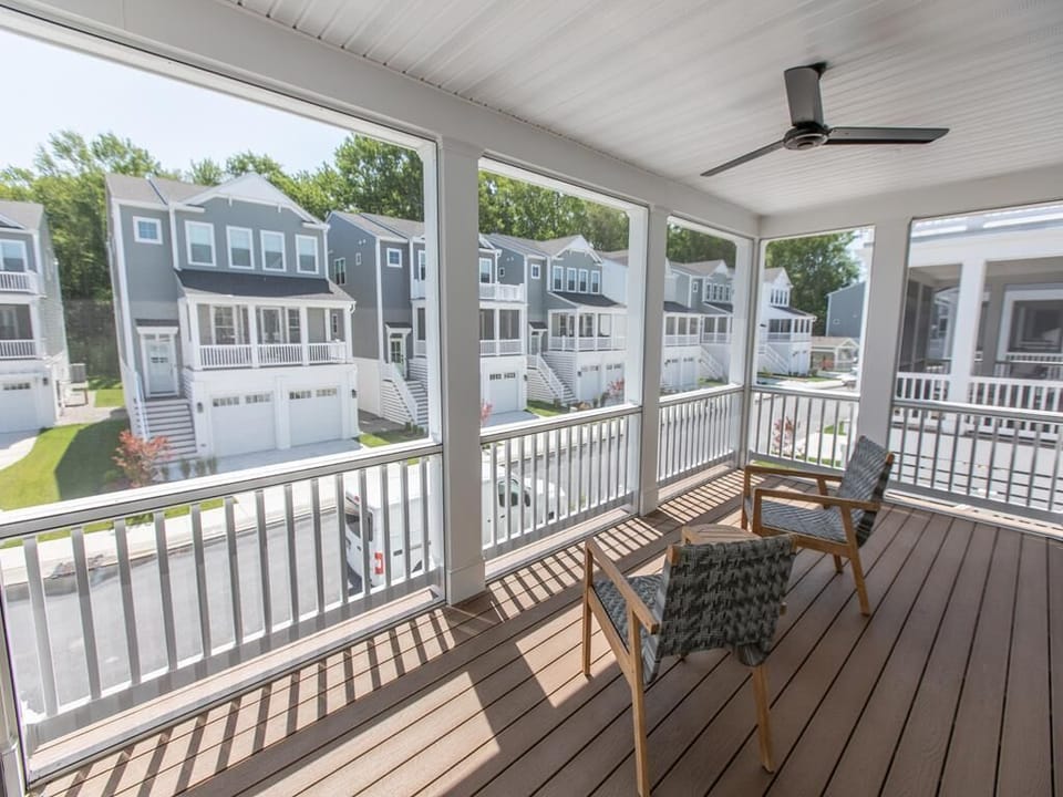 Another view of the covered deck—great for lounging outdoors in any weather.