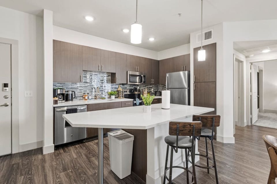 fully equipped kitchen with modern appliances