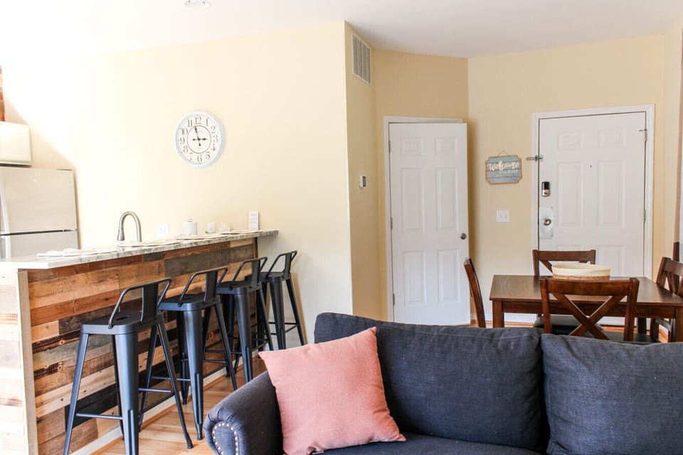 Living Area with Kitchen Bar Seating