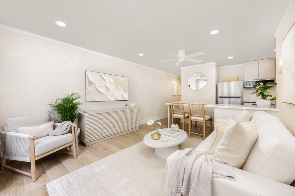 Open-flow living and dining with seamless indoor-outdoor connection.