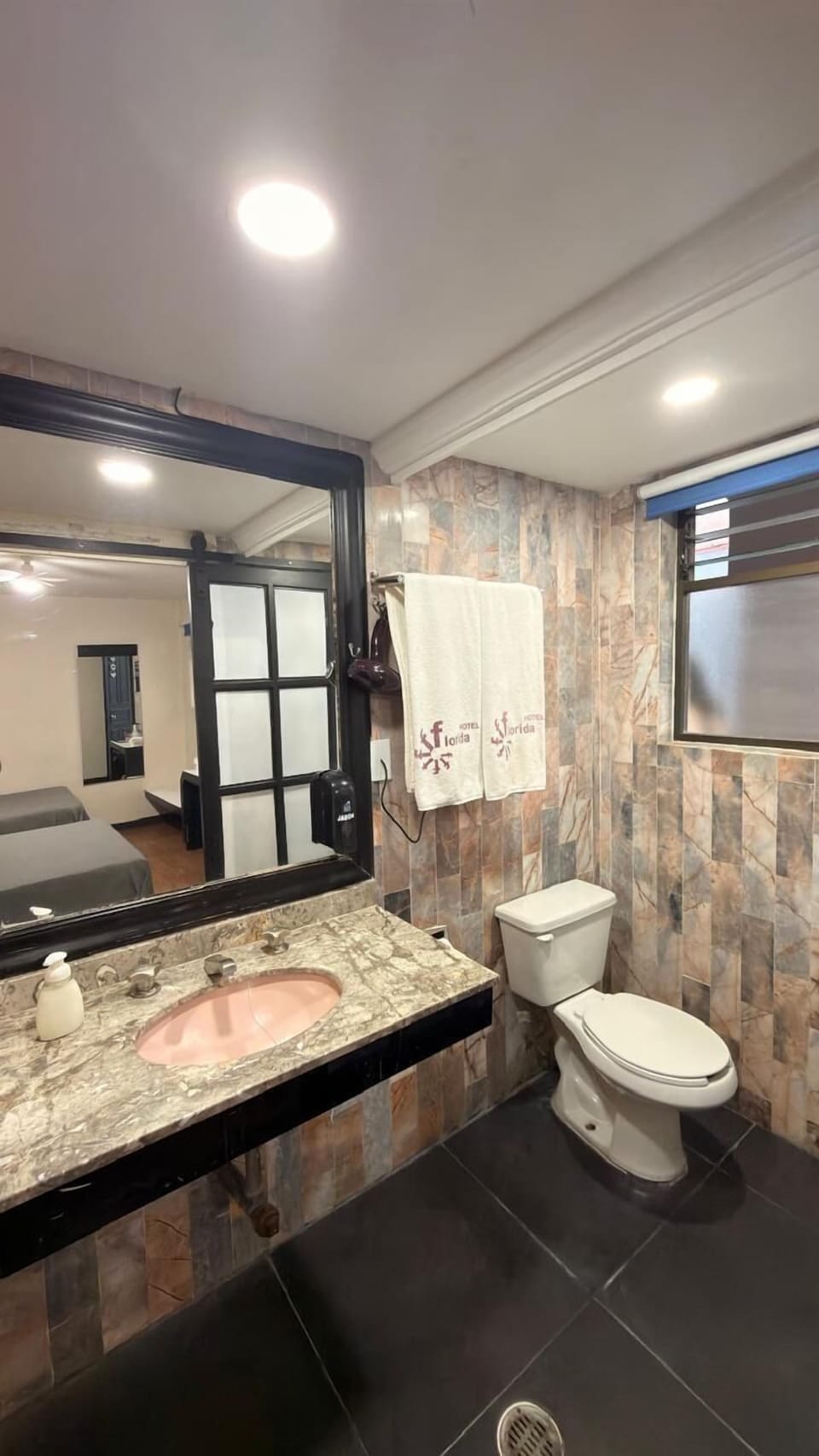 Standard Double Room, 2 Queen Beds | Bathroom | Shower, hair dryer, towels, soap