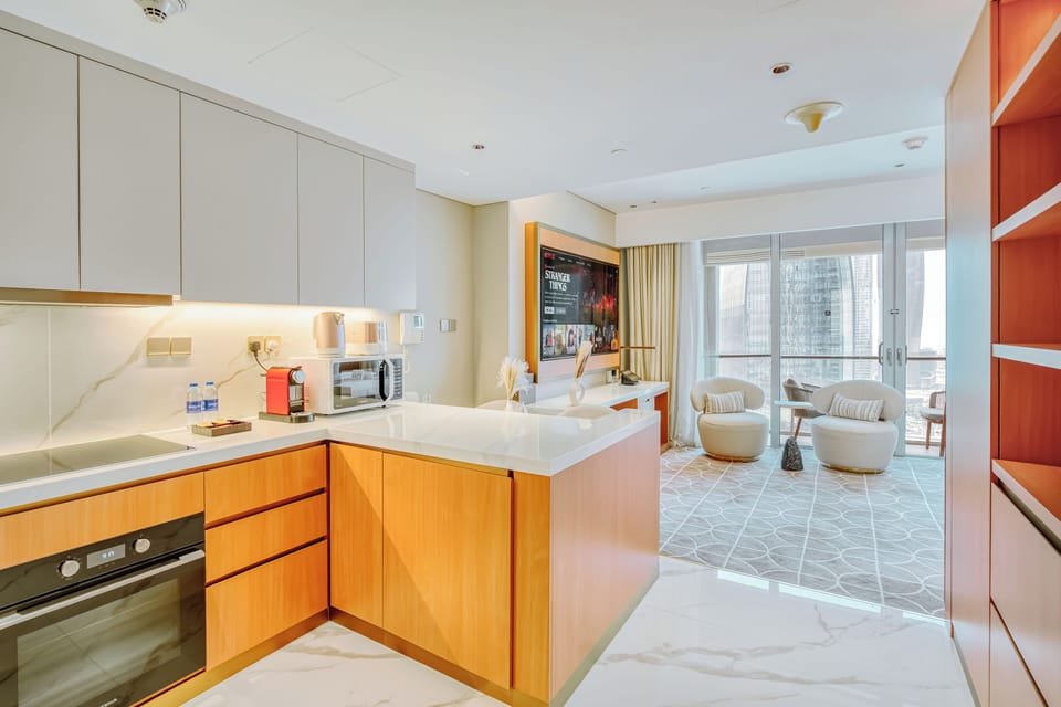Luxury Studio, Balcony | Private kitchen | Full-size fridge, microwave, oven, stovetop