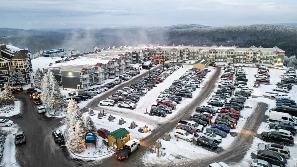Aerial View of Mountain Lodge Parking lot