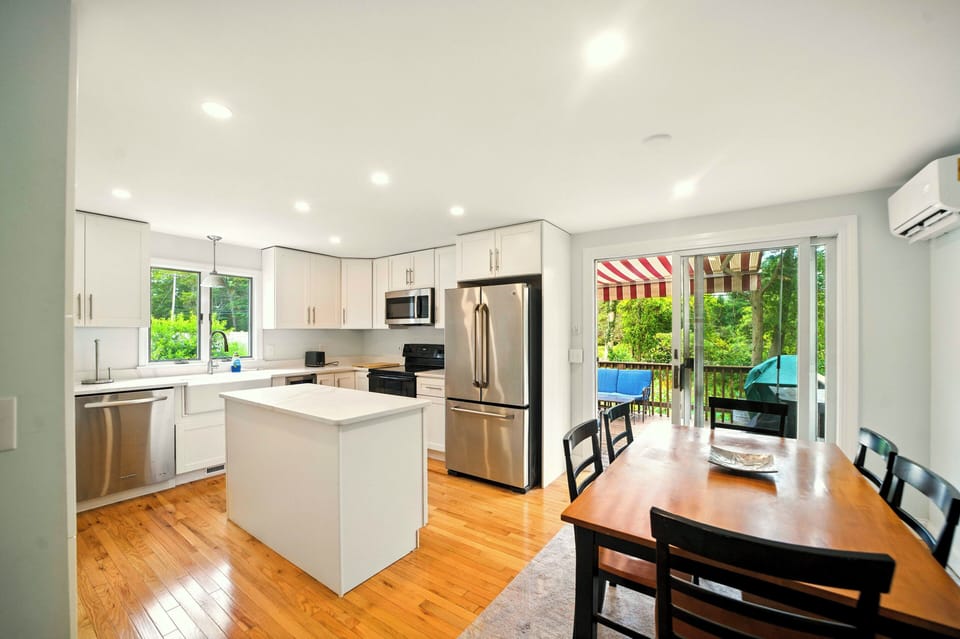 updated modern kitchen with stainless appliances