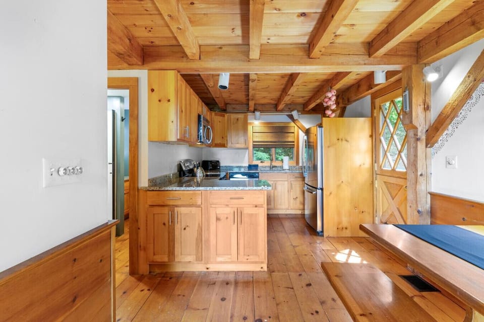 Rustic warmth, modern comfort in the kitchen.