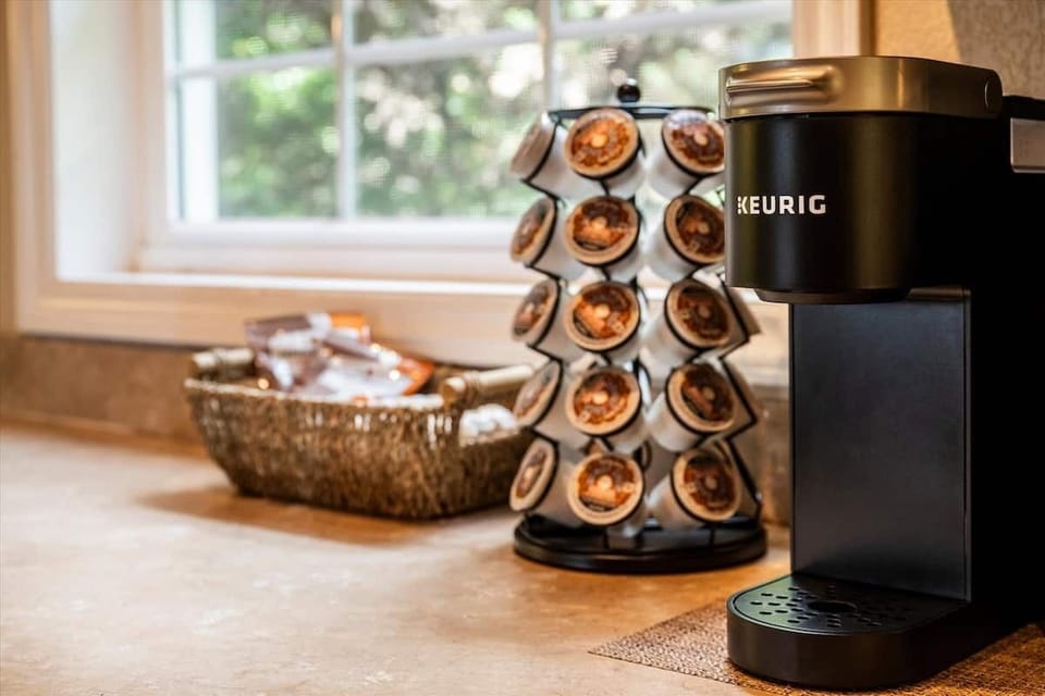 Complimentary coffee for your stay. We offer both K-cups and grinds per style