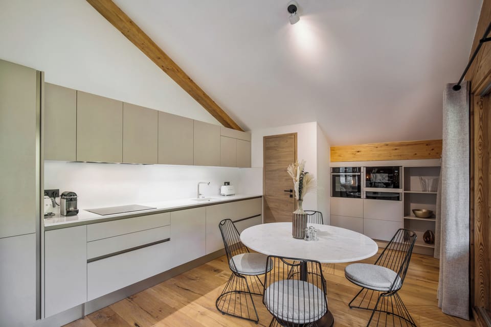 Luxury Apartment, Balcony | Private kitchen | Full-size fridge, microwave, oven, stovetop