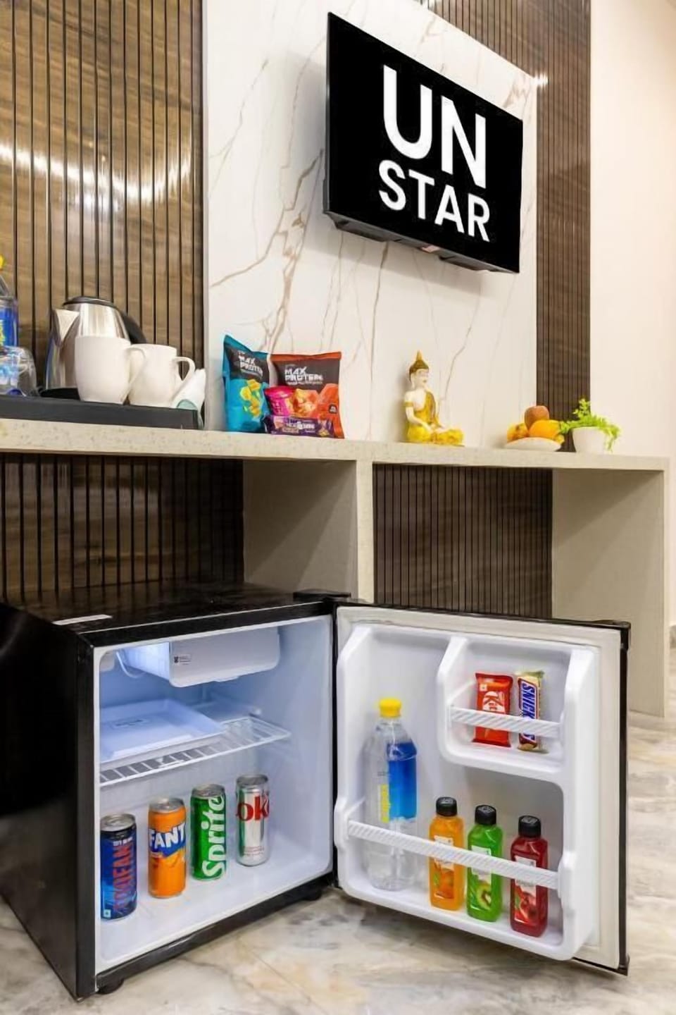 In-room safe, desk, laptop workspace, soundproofing