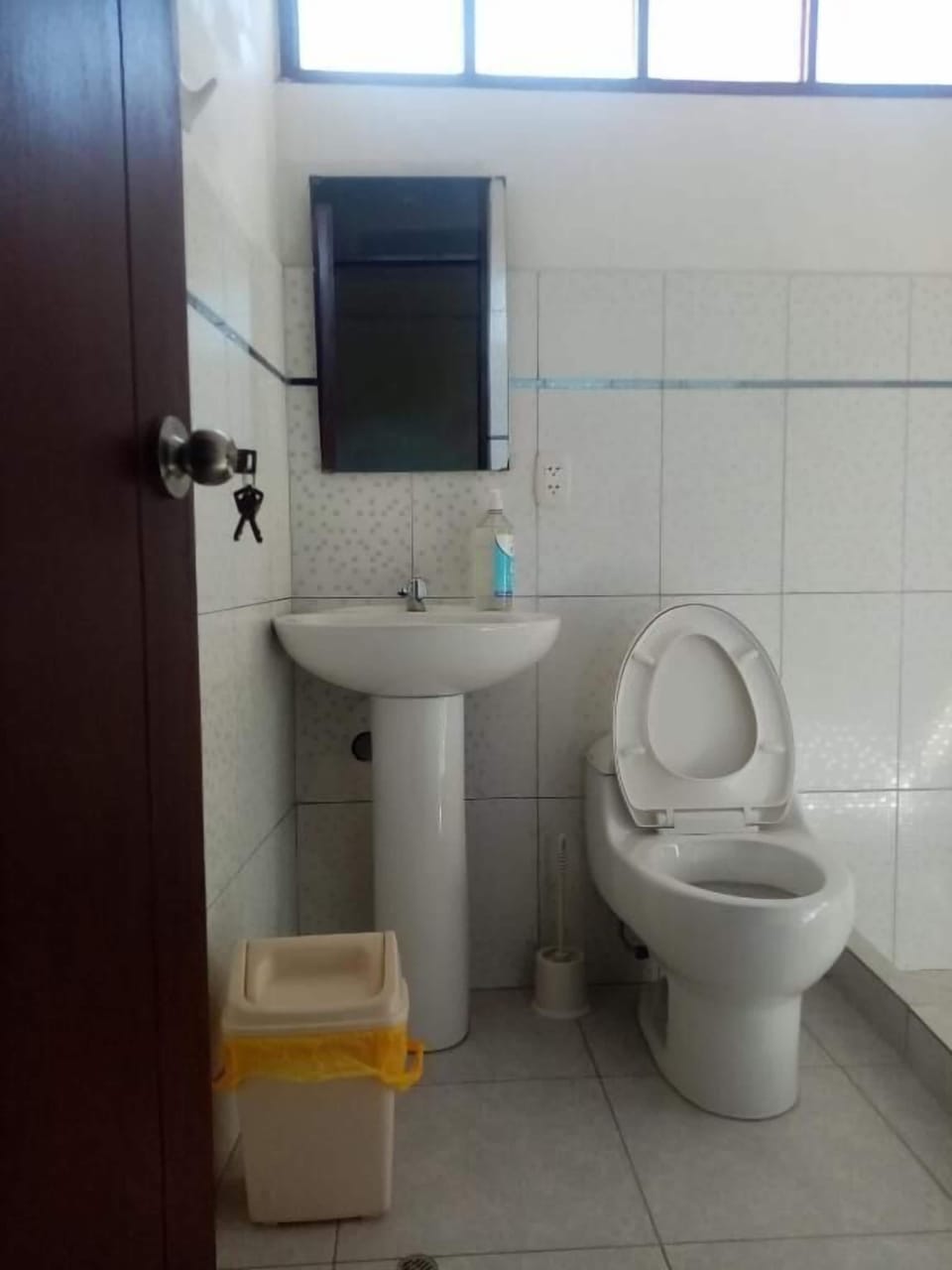 Shower, rainfall showerhead, hair dryer (on request), towels