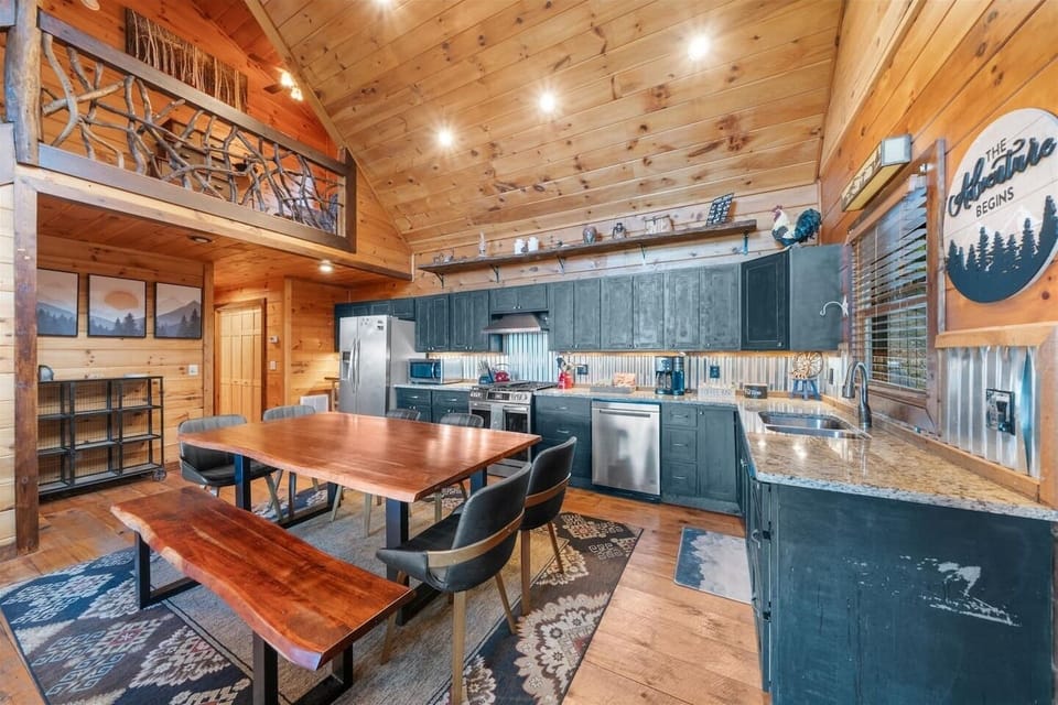 Well stocked kitchen and dining area are sure to excite the cook in the family.