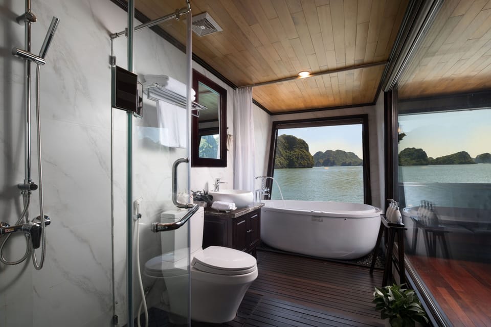 V'Spirit Cruises Docked boat in Vietnam