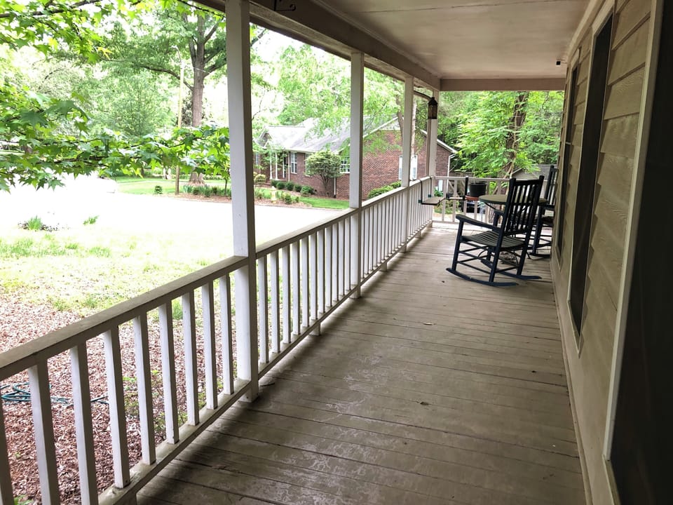 Follow this porch to the private door entrance 