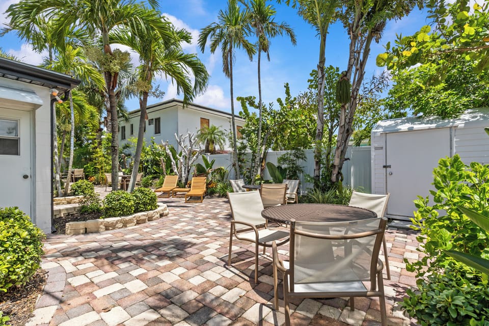 Backyard area next to front door.