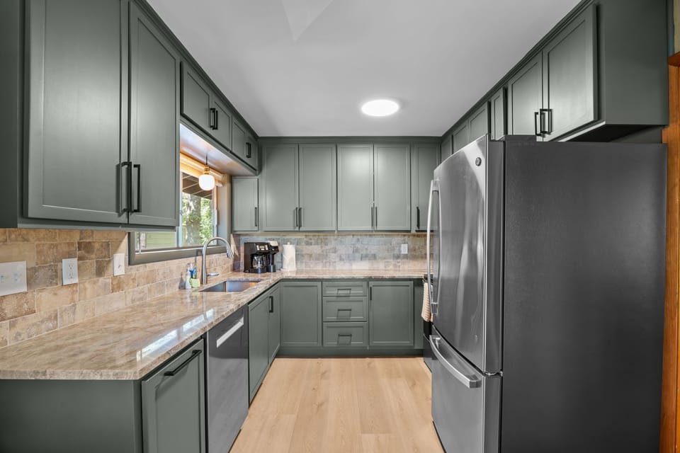 The updated kitchen offers all the basics you need to prepare meals.