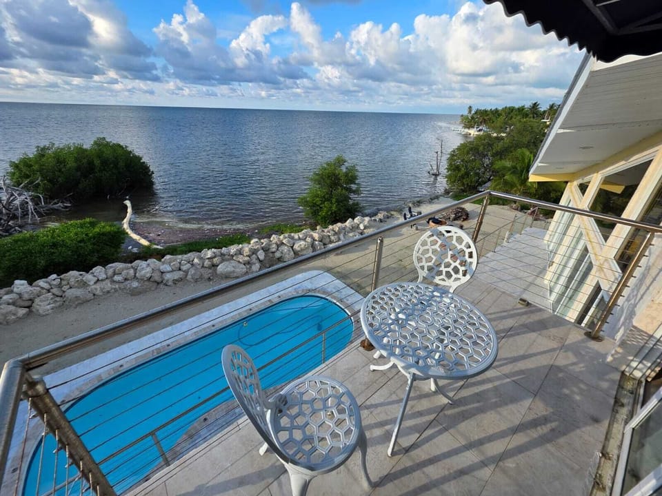 View of the house private beach from the balcony in the third floor
