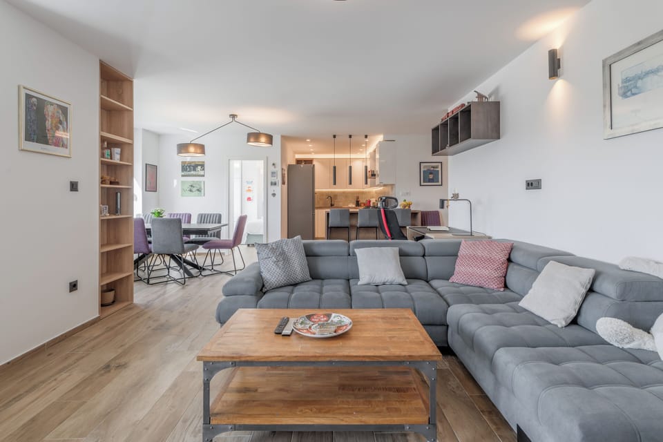 Apartment | Living area | 36-inch flat-screen TV with cable channels