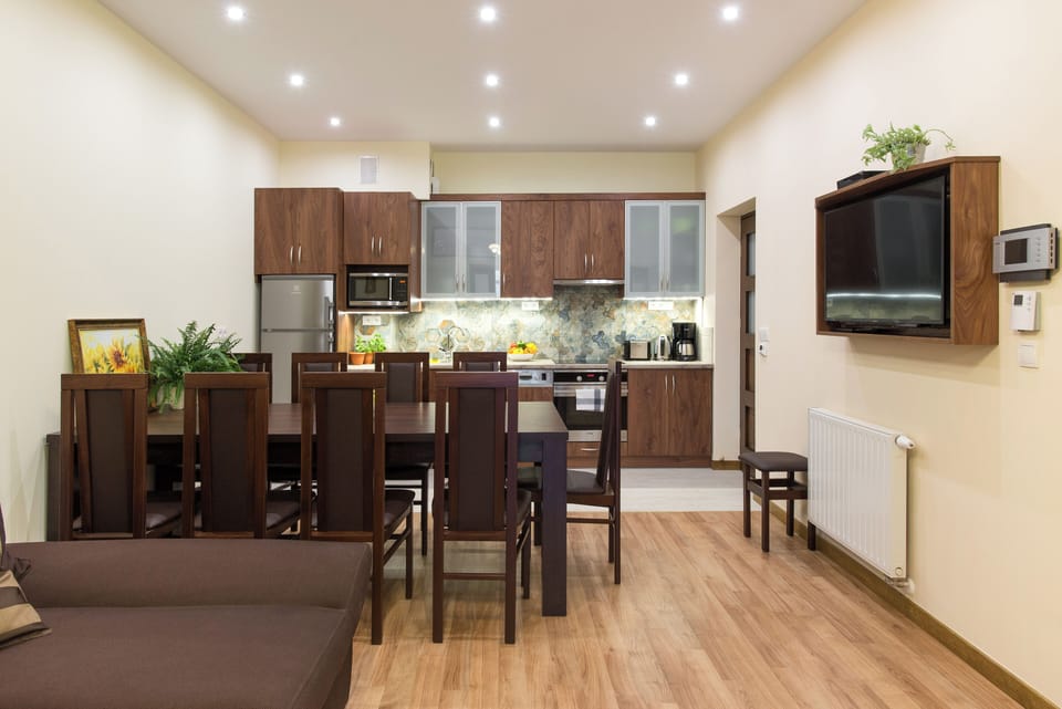Living room and dining area