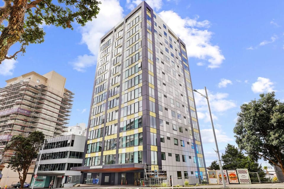 The apartment is located in a high-rise building in the city.