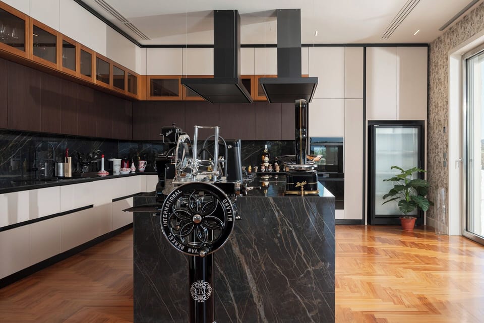 Luxury Apartment | Private kitchen | Espresso maker, coffee/tea maker, full-size fridge, microwave