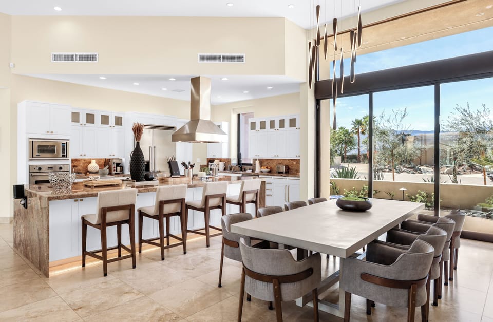 A true chef's kitchen and dining area
