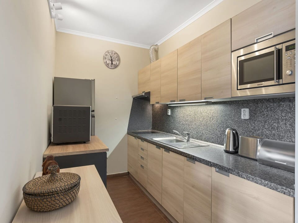 Countertop, Kitchen, Kitchen Appliance, Cabinetry, Furniture, Major Appliance, Interior Design, Flooring, Wood, Floor