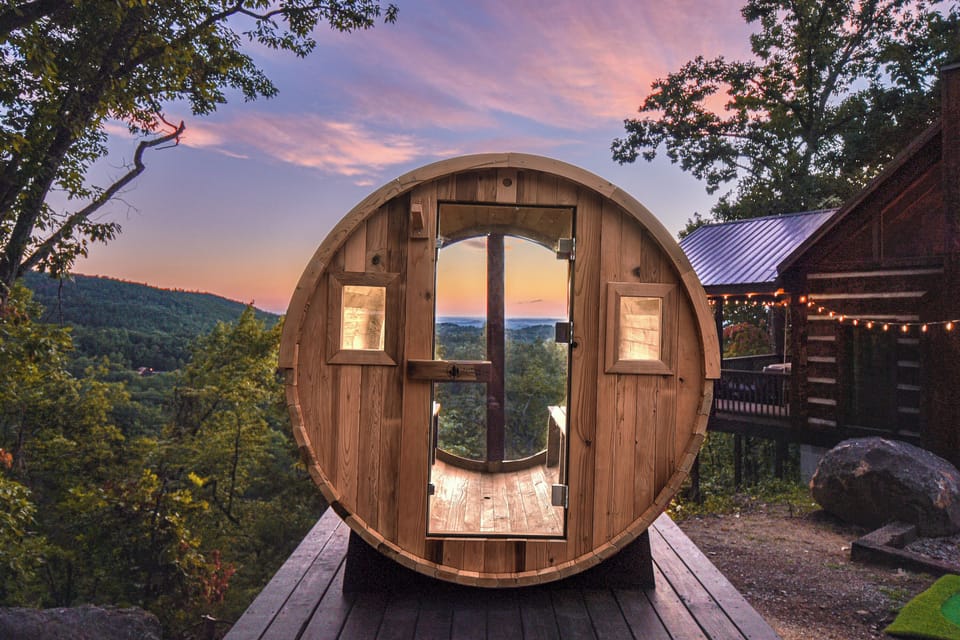 Unwind and reconnect in our brand new barrel sauna with panoramic mountain viewing window.