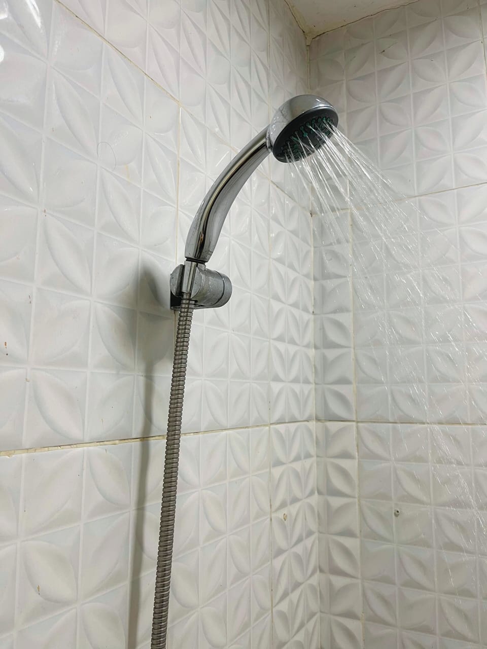 Shower, towels, soap, shampoo