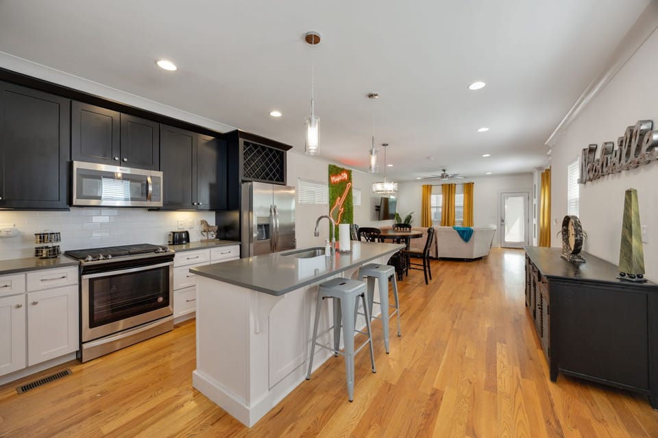 Cook, sip, and gather around the spacious kitchen island — the heart of your Nashville stay.