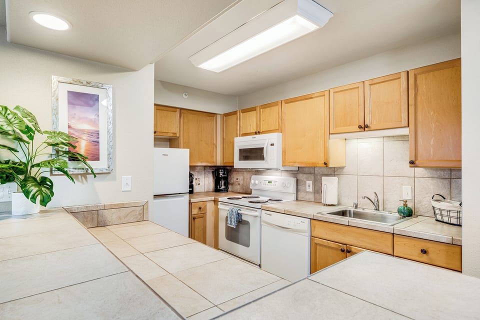 Kitchen with all the basics for your fresh Maui veggies and locally caught fish dinners!