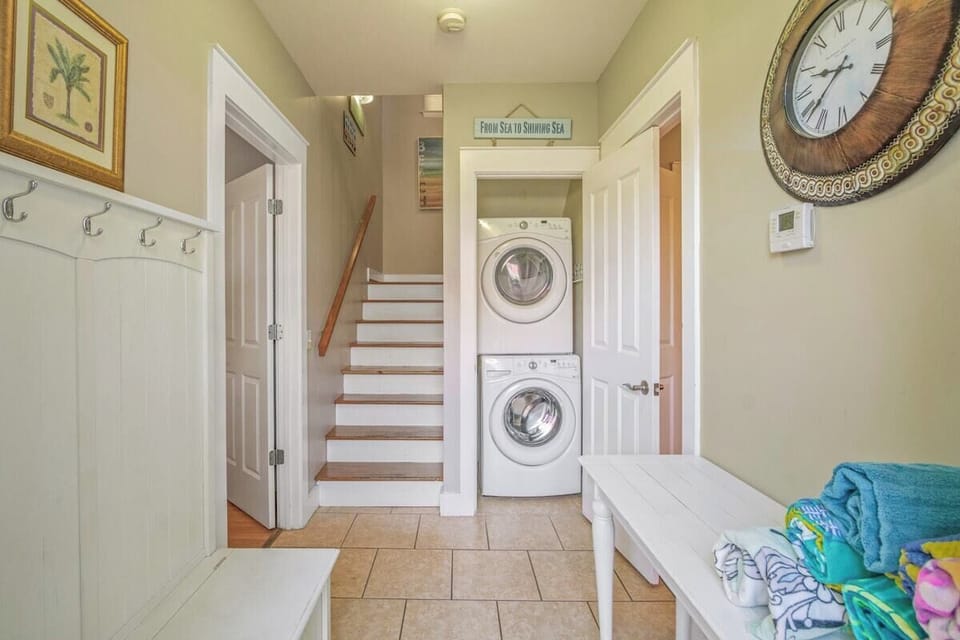 A convenient washer and dryer on the first floor, making laundry a breeze and adding to the ease of your stay!