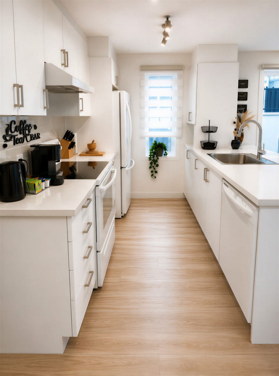 Fully equipped kitchen with an air fryer, blender, panini press & more.