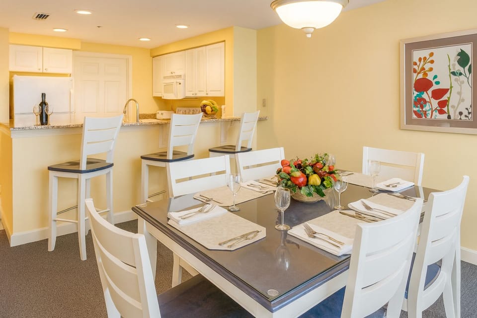 Gather for easy meals in the bright, open kitchen.