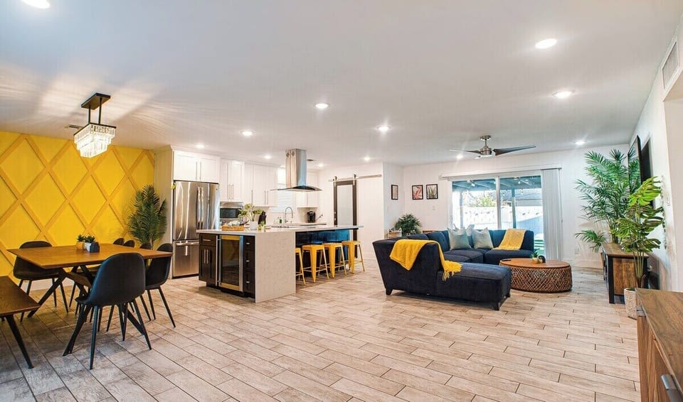 Step into the open concept living area; Great social setting