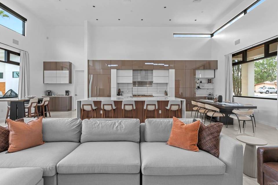 Sleek, Modern furnishings & Open Layout perfect for gatherings