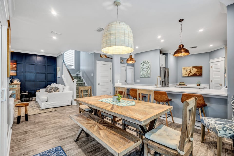Dining, Kitchen, and Living room layout connects the whole family together!