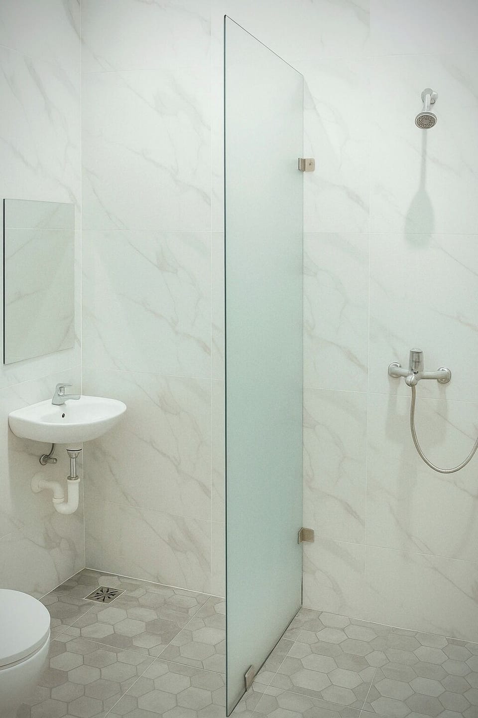 Shower, bidet, towels, soap