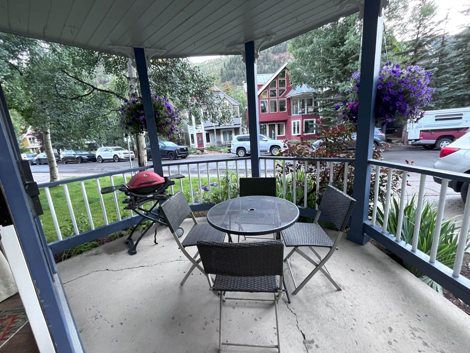 Private deck with seating and grill as well as easy outside access for your pet!